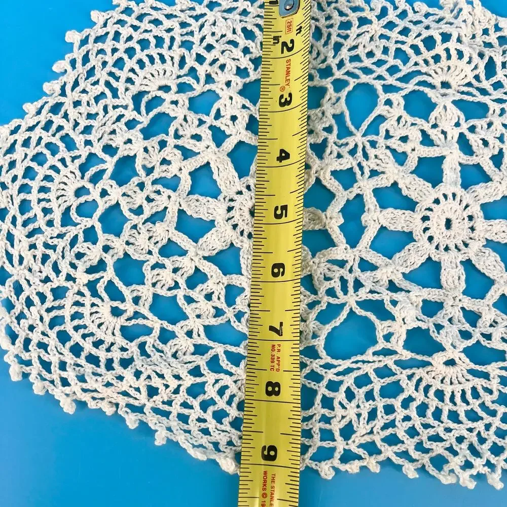 70s Crochet Doily Oval Cottage 1970s Vintage